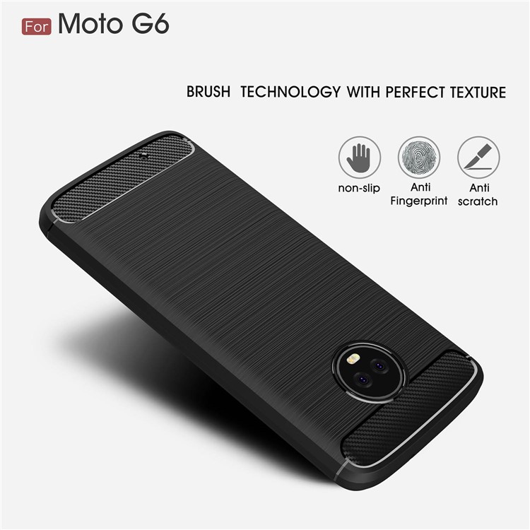 Carbon Fibre Brushed TPU Case for Motorola Moto G6 - Black-3