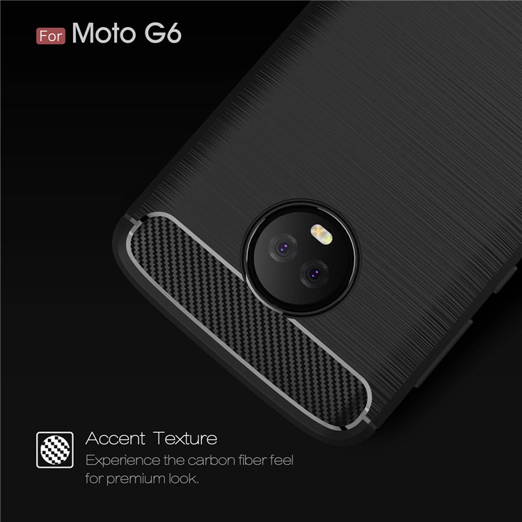 Carbon Fibre Brushed TPU Case for Motorola Moto G6 - Black-4