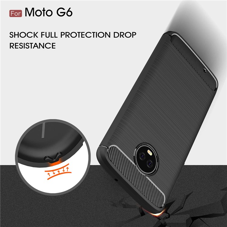Carbon Fibre Brushed TPU Case for Motorola Moto G6 - Black-6