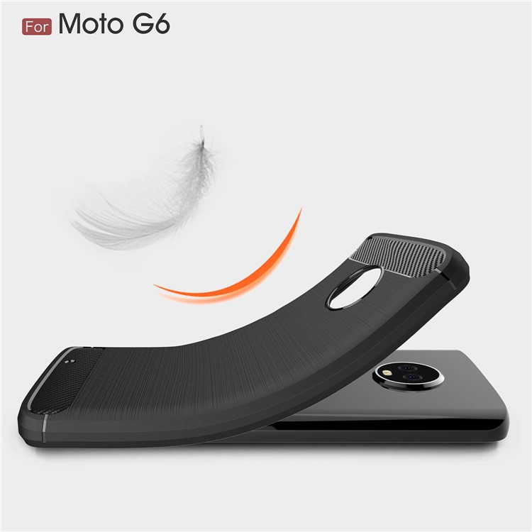 Carbon Fibre Brushed TPU Case for Motorola Moto G6 - Black-7