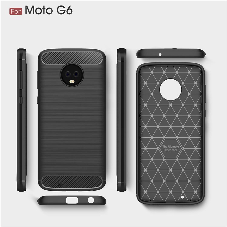 Carbon Fibre Brushed TPU Case for Motorola Moto G6 - Black-9