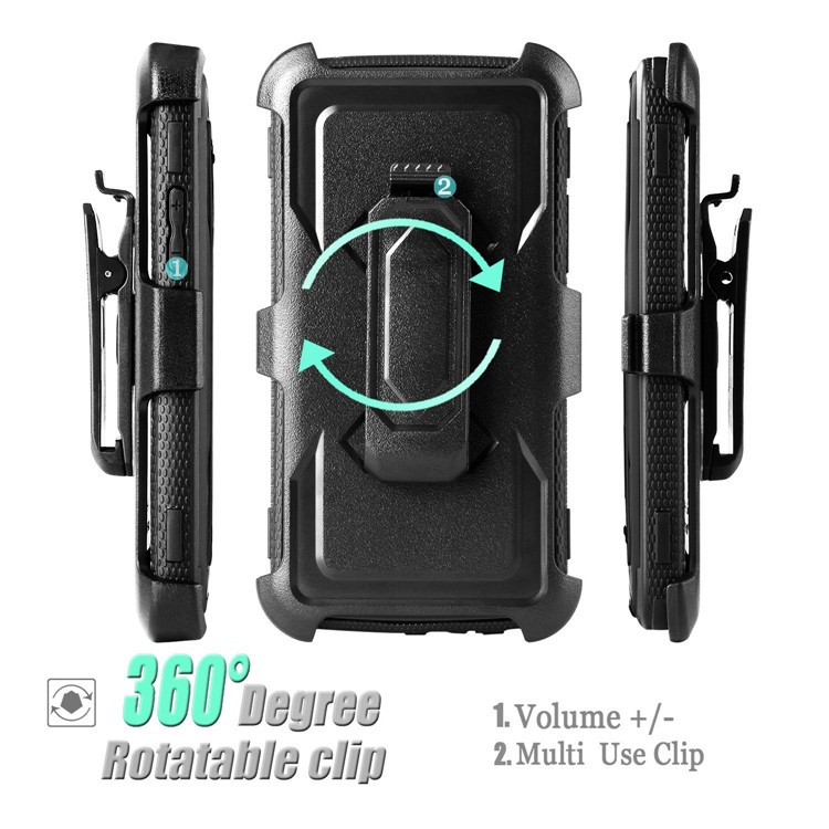 Belt Clip Kickstand Heavy Duty PC + TPU Hybrid Case for Motorola Moto G5 / E4 US Version - Black-4