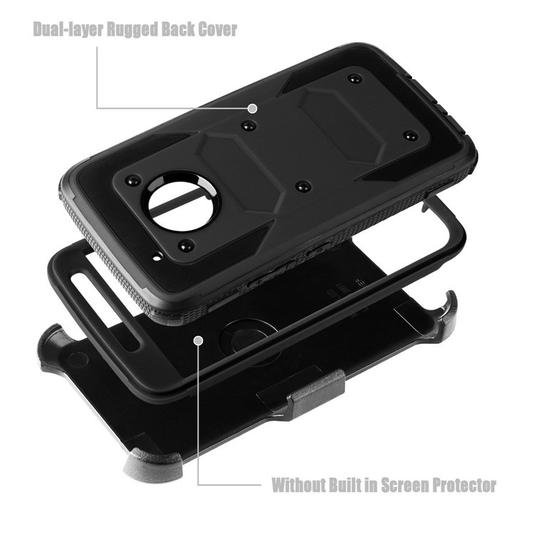 Belt Clip Kickstand Heavy Duty PC + TPU Hybrid Case for Motorola Moto G5 / E4 US Version - Black-5
