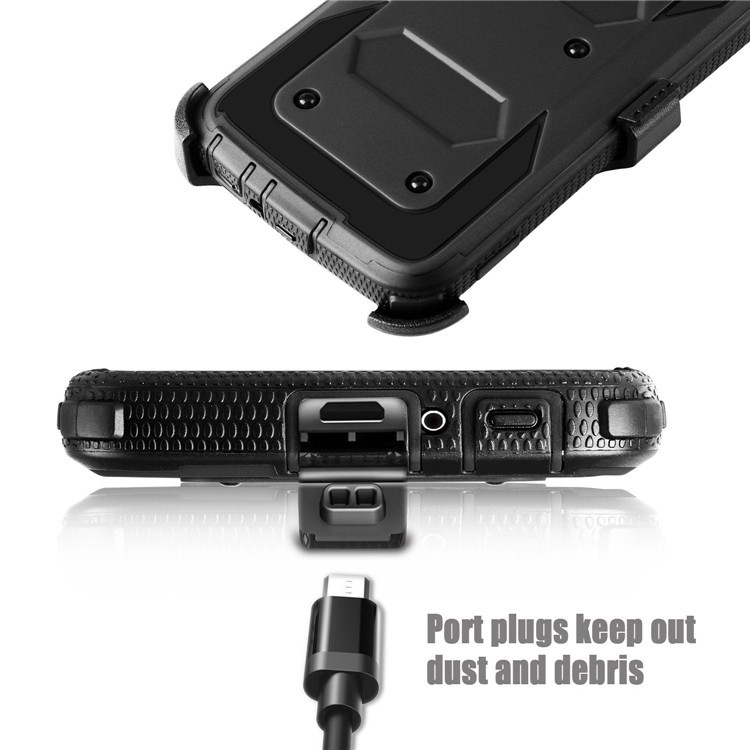 Belt Clip Kickstand Heavy Duty PC + TPU Hybrid Case for Motorola Moto G5 / E4 US Version - Black-6