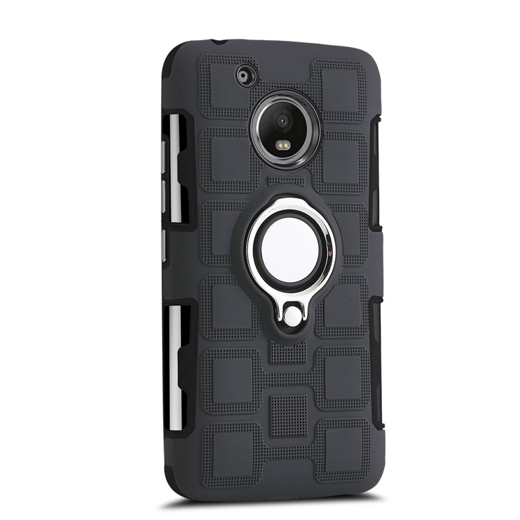 Geometric Pattern Magnetic Car Mount Ring Holder Kickstand TPU PC Combo Phone Casing for Motorola Moto G5 - Black-2