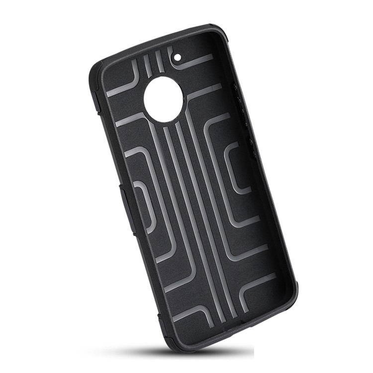 Geometric Pattern Magnetic Car Mount Ring Holder Kickstand TPU PC Combo Phone Casing for Motorola Moto G5 - Black-3