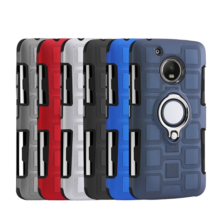Geometric Pattern Magnetic Car Mount Ring Holder Kickstand TPU PC Combo Phone Casing for Motorola Moto G5 - Black-4