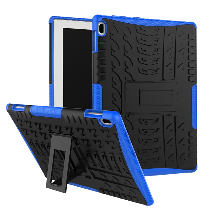

Anti-slip Tyre Pattern PC + TPU Hybrid Back Case with Kickstand for Lenovo Tab 4 10 (TB-X304F/N) - Blue, Tab 4 10