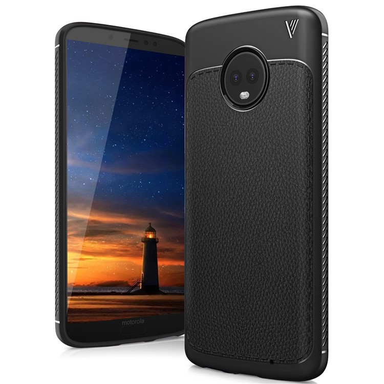 IVSO Gentry Series Leather Coated TPU Case for Motorola Moto G6 Plus - Black-2