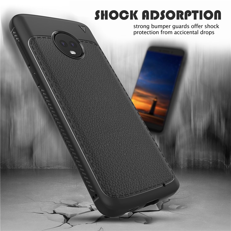 IVSO Gentry Series Leather Coated TPU Case for Motorola Moto G6 Plus - Black-4