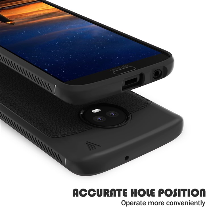 IVSO Gentry Series Leather Coated TPU Case for Motorola Moto G6 Plus - Black-5