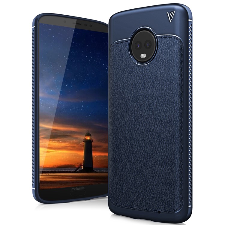 IVSO Gentry Series Leather Coated TPU Protection Case for Motorola Moto G6 Plus - Dark Blue-2