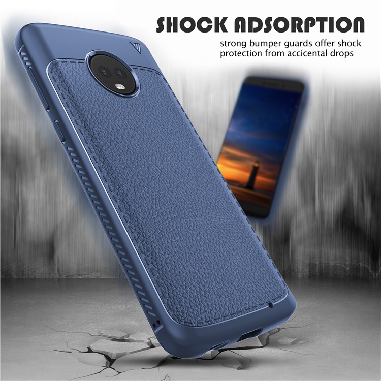 IVSO Gentry Series Leather Coated TPU Protection Case for Motorola Moto G6 Plus - Dark Blue-4