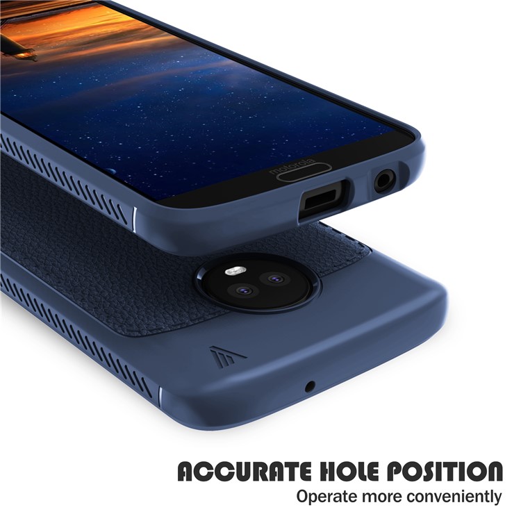 IVSO Gentry Series Leather Coated TPU Protection Case for Motorola Moto G6 Plus - Dark Blue-5