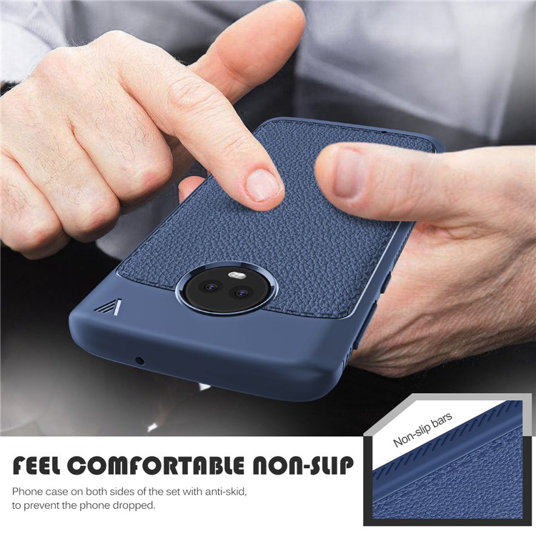 IVSO Gentry Series Leather Coated TPU Protection Case for Motorola Moto G6 Plus - Dark Blue-7