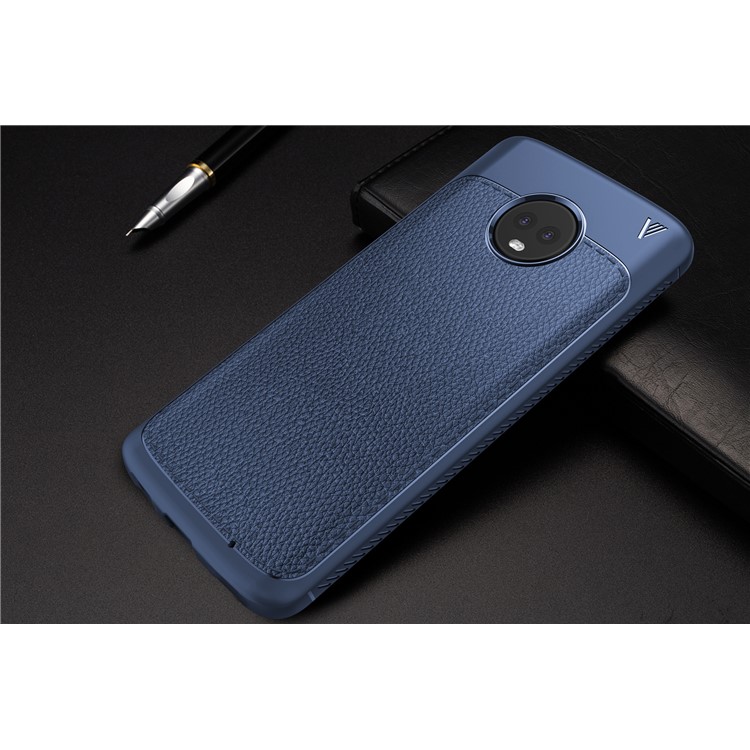 IVSO Gentry Series Leather Coated TPU Protection Case for Motorola Moto G6 Plus - Dark Blue-8