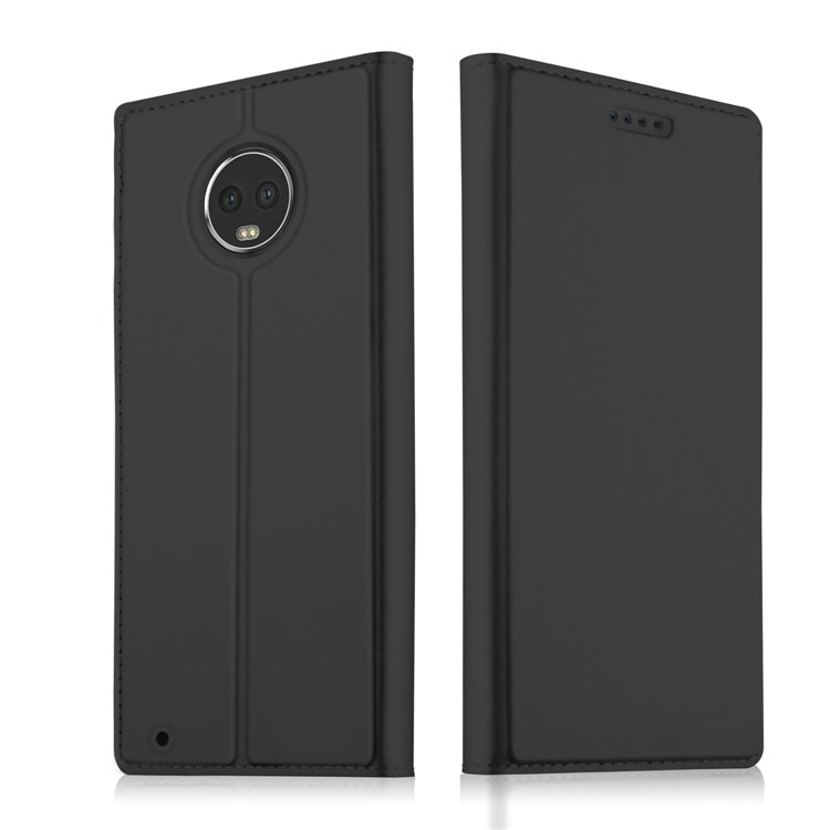 For Motorola Moto G6 Card Holder Auto-absorbed Leather Smart Phone Case with Stand - Black-1