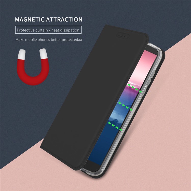 For Motorola Moto G6 Card Holder Auto-absorbed Leather Smart Phone Case with Stand - Black-5