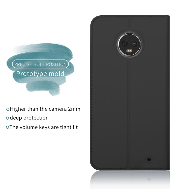 Auto-absorbed Flip Leather Card Holder Stand Smart Case for Motorola Moto G6 Plus - Black-3