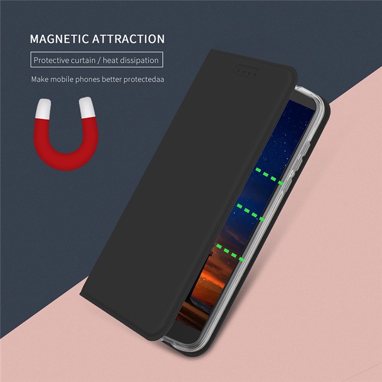 Auto-absorbed Flip Leather Card Holder Stand Smart Case for Motorola Moto G6 Plus - Black-6