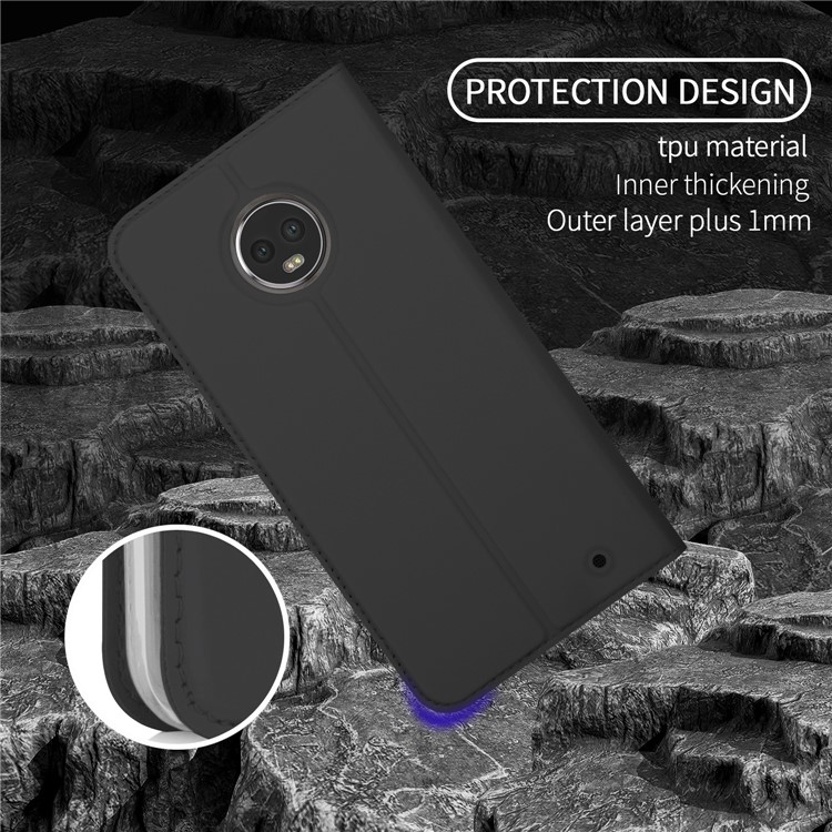 Auto-absorbed Flip Leather Card Holder Stand Smart Case for Motorola Moto G6 Plus - Black-7