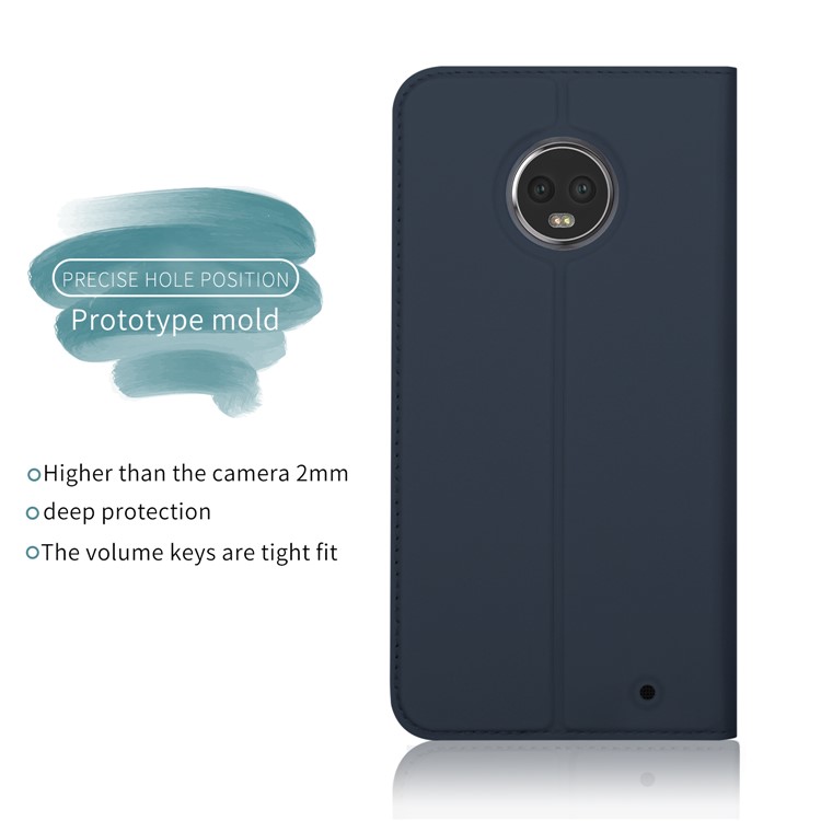 Smart Leather Phone Cover Auto-absorbed Protective Case for Motorola Moto G6 Plus - Dark Blue-3