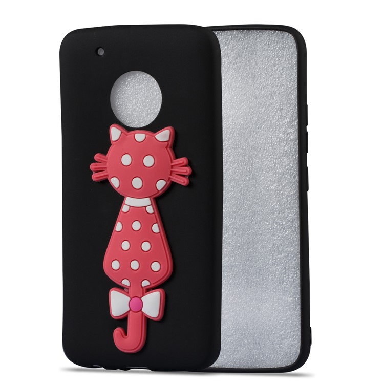 Cute 3D Cat TPU Soft Phone Casing for Motorola Moto G5 Plus - Black-2