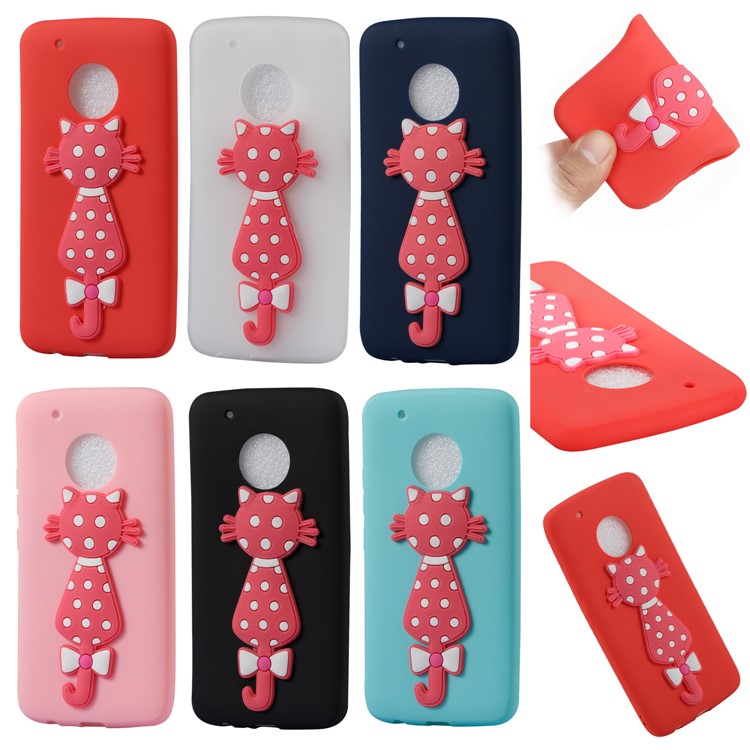 Cute 3D Cat TPU Soft Phone Casing for Motorola Moto G5 Plus - Black-6