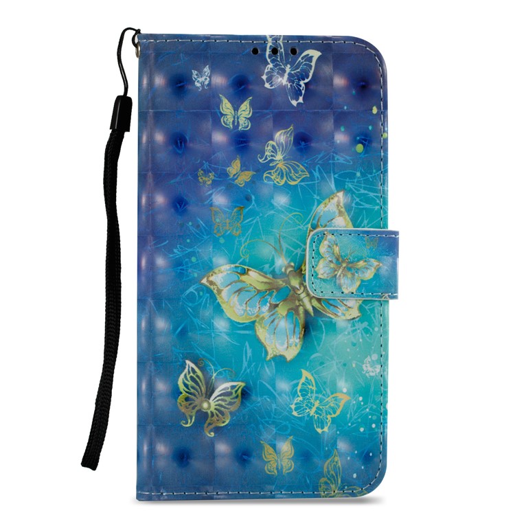 3D Pattern Printing Wallet Stand Leather Case for Motorola Moto Z2 Play - Gold Butterfly-3