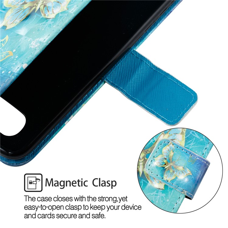 3D Pattern Printing Wallet Stand Leather Case for Motorola Moto Z2 Play - Gold Butterfly-6