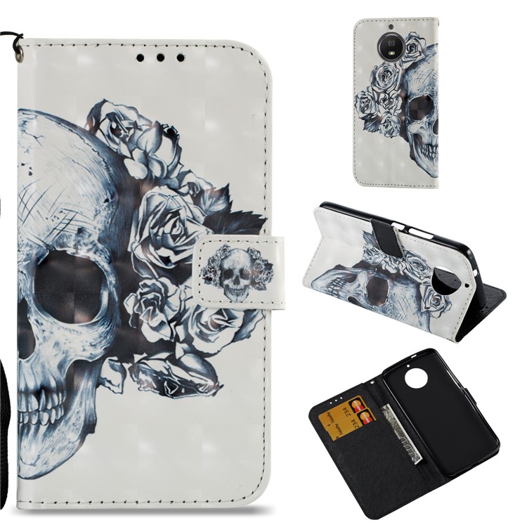 Pattern Printing Leather Wallet Case for Motorola Moto G5S - Skull Pattern-1