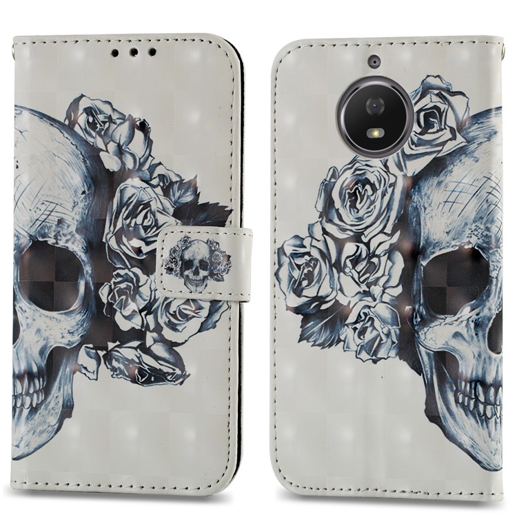 Pattern Printing Leather Wallet Case for Motorola Moto G5S - Skull Pattern-4