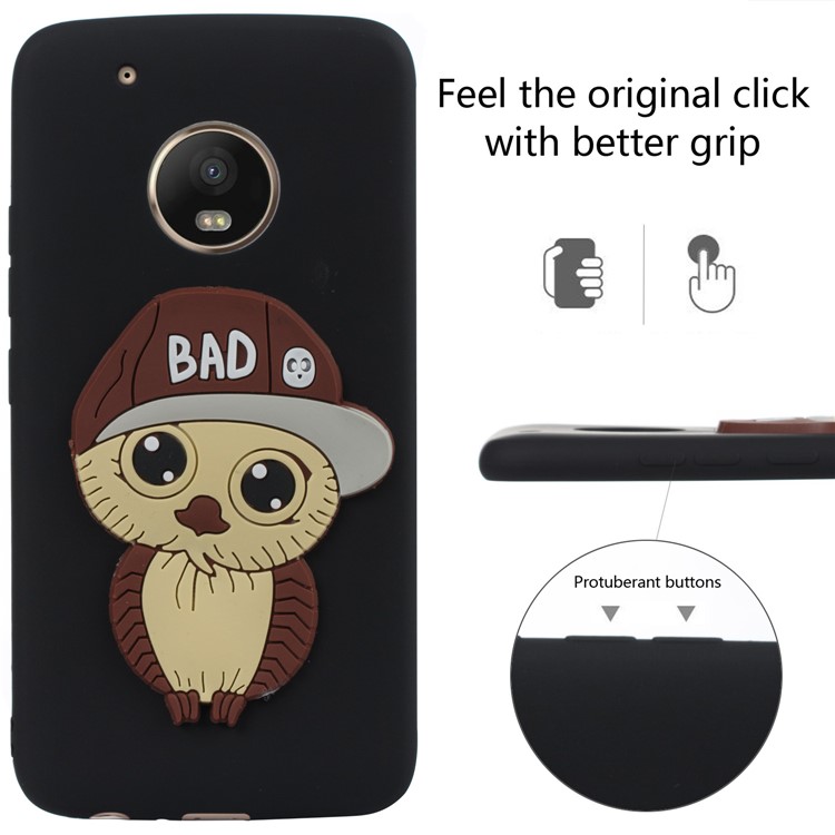 Cute 3D Owl with Cap Pattern TPU Case for Motorola Moto G5 Plus - Black-3