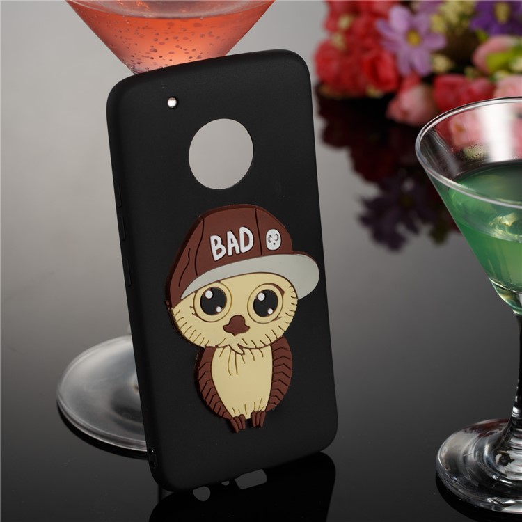 Cute 3D Owl with Cap Pattern TPU Case for Motorola Moto G5 Plus - Black-4