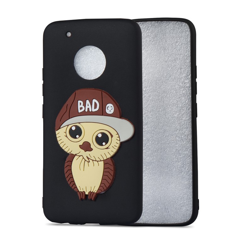 Cute 3D Owl with Cap Pattern TPU Case for Motorola Moto G5 Plus - Black-5