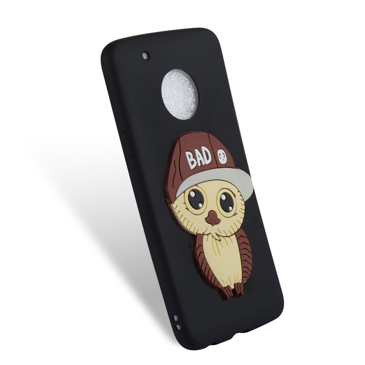 Cute 3D Owl with Cap Pattern TPU Case for Motorola Moto G5 Plus - Black-6