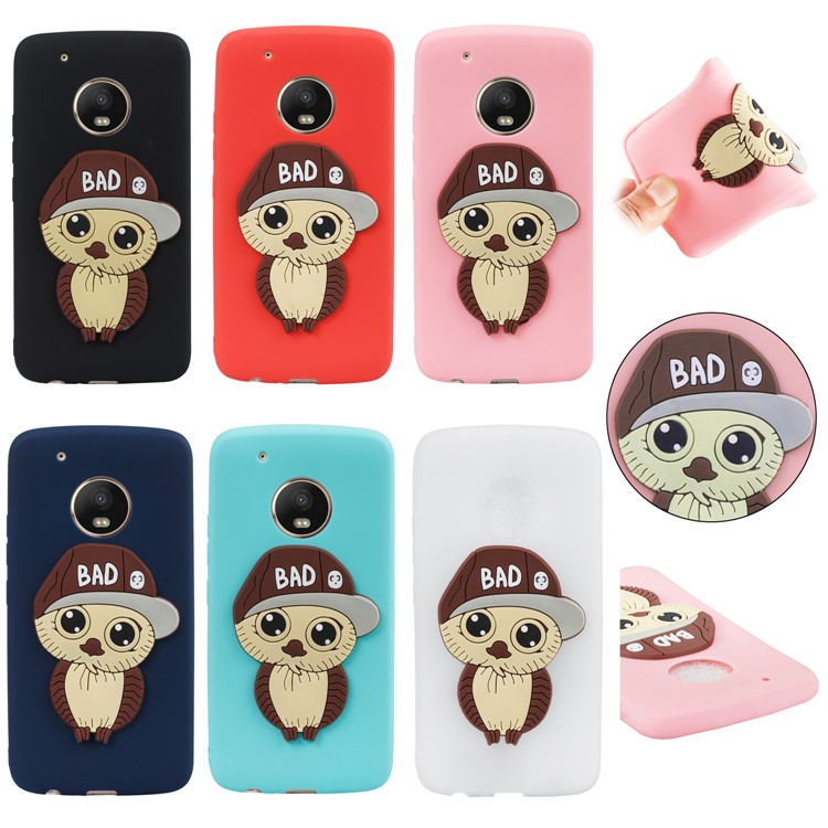 Cute 3D Owl with Cap Pattern TPU Case for Motorola Moto G5 Plus - Black-7