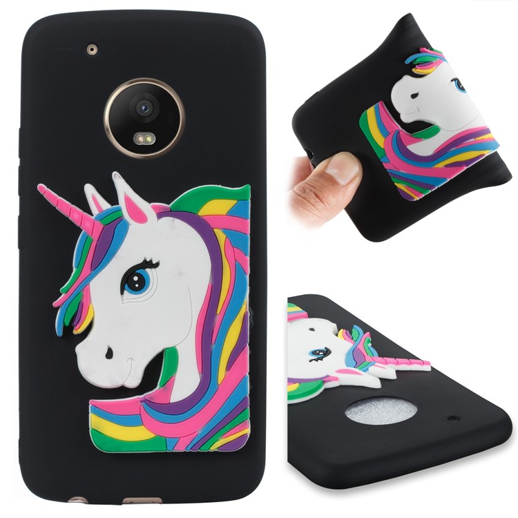 Lovely 3D Unicorn Pattern TPU Case for Motorola Moto G5 Plus - Black-1