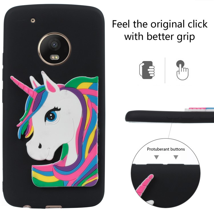 Lovely 3D Unicorn Pattern TPU Case for Motorola Moto G5 Plus - Black-3