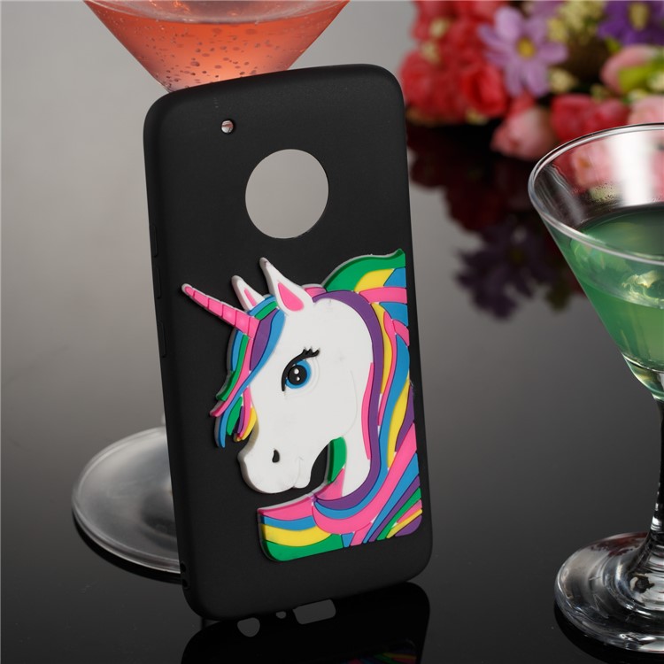 Lovely 3D Unicorn Pattern TPU Case for Motorola Moto G5 Plus - Black-4