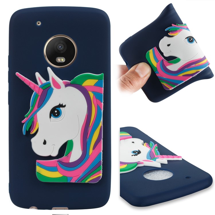 Lovely 3D Unicorn Pattern TPU Protective Case for Motorola Moto G5 Plus - Dark Blue-1