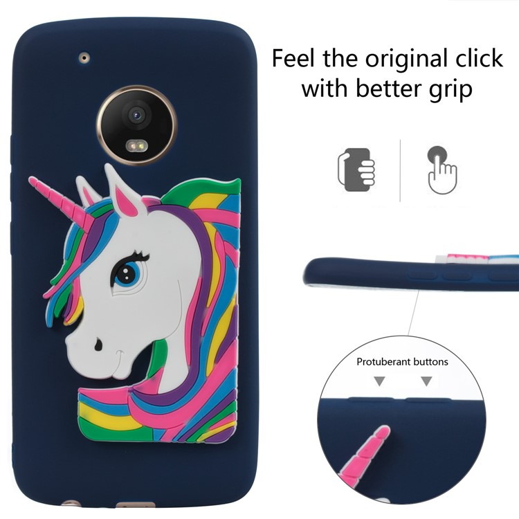 Lovely 3D Unicorn Pattern TPU Protective Case for Motorola Moto G5 Plus - Dark Blue-3