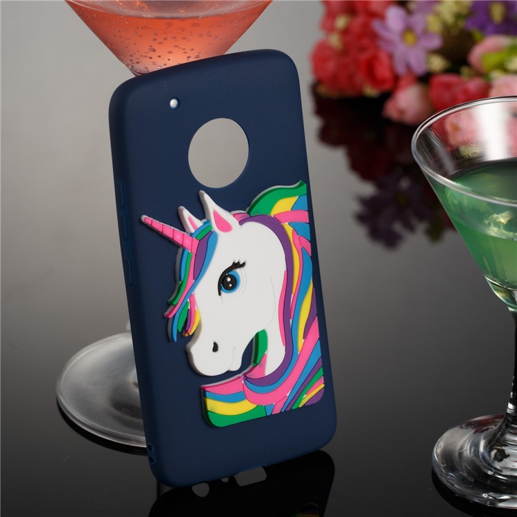 Lovely 3D Unicorn Pattern TPU Protective Case for Motorola Moto G5 Plus - Dark Blue-4