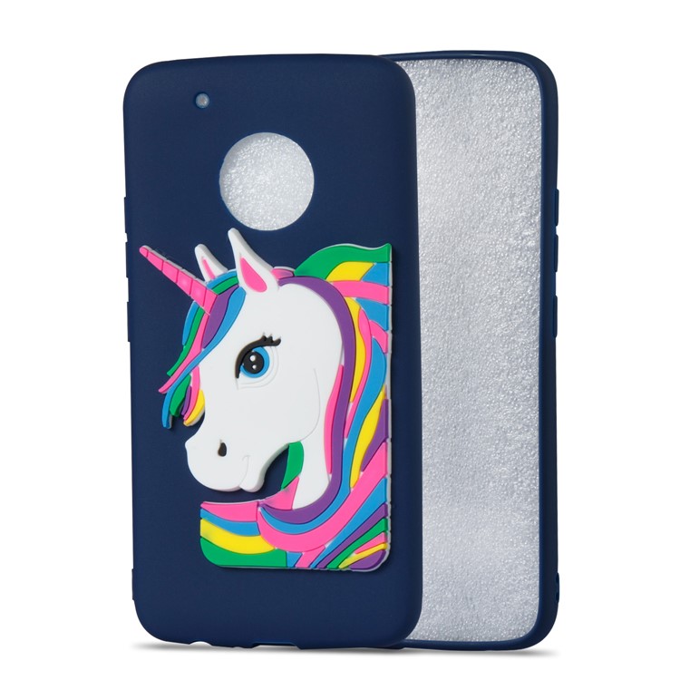 Lovely 3D Unicorn Pattern TPU Protective Case for Motorola Moto G5 Plus - Dark Blue-5