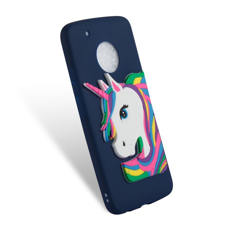 Lovely 3D Unicorn Pattern TPU Protective Case for Motorola Moto G5 Plus - Dark Blue-6