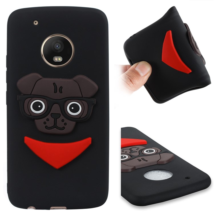 Lovely 3D Dog Pattern TPU Case for Motorola Moto G5 Plus - Black-1