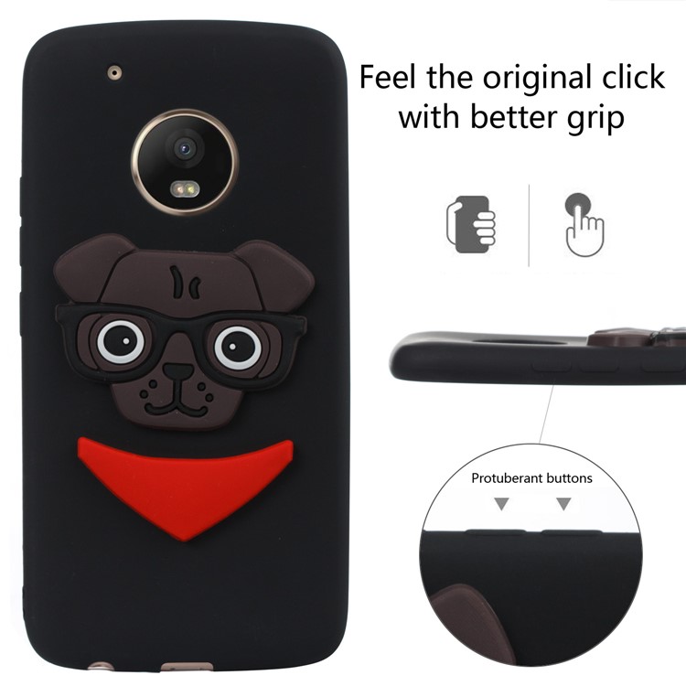 Lovely 3D Dog Pattern TPU Case for Motorola Moto G5 Plus - Black-3