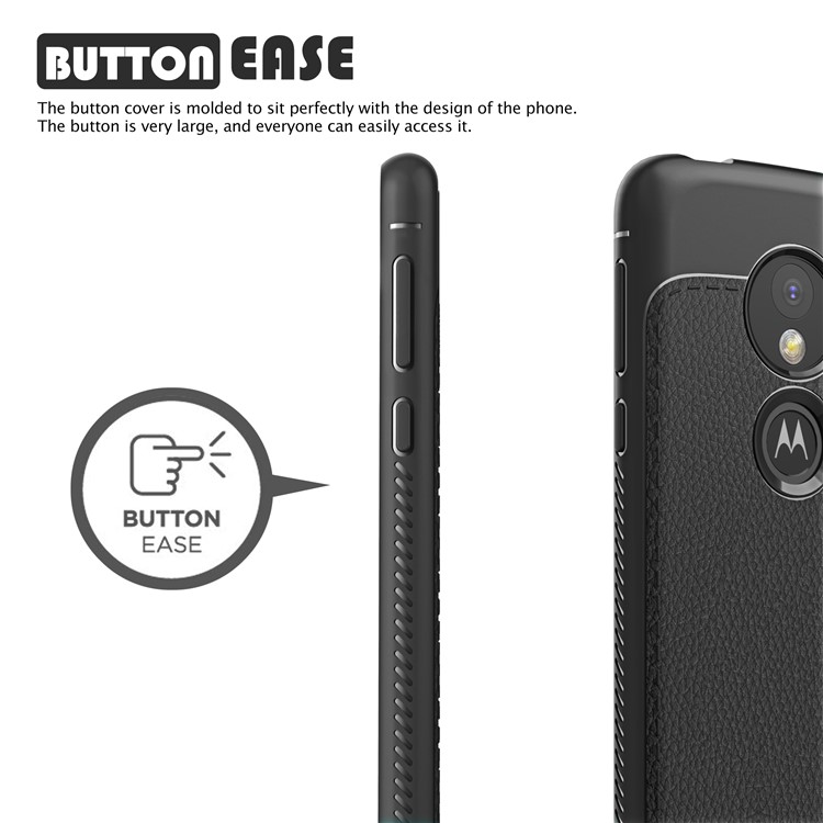 IVSO Gentry Series Litchi Texture Leather Coated Soft TPU Phone Case for Motorola Moto E5 - Black-2