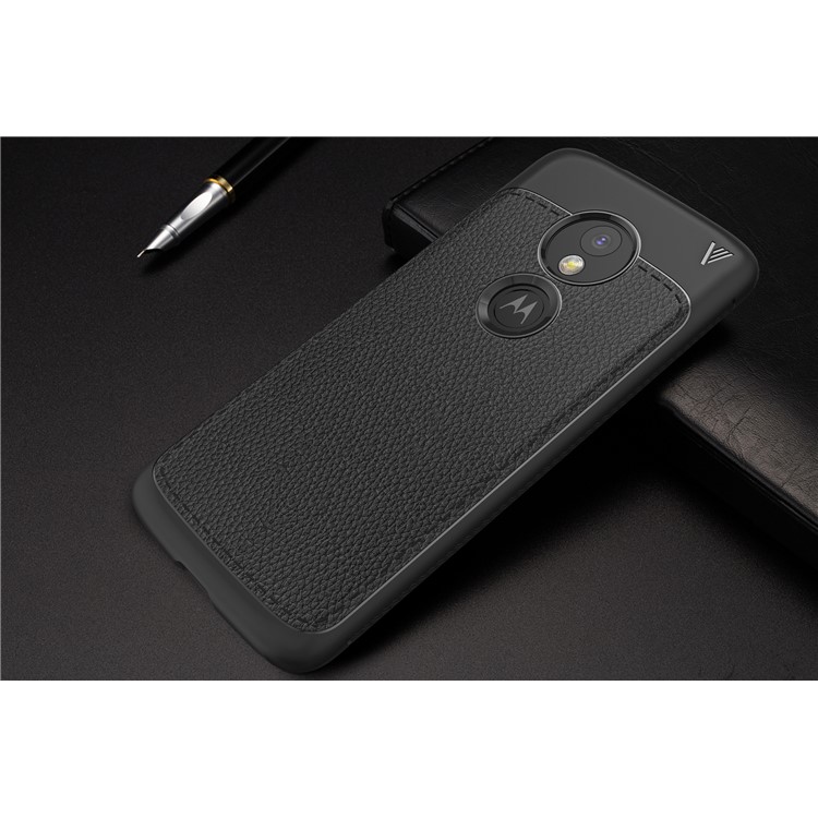 IVSO Gentry Series Litchi Texture Leather Coated Soft TPU Phone Case for Motorola Moto E5 - Black-3