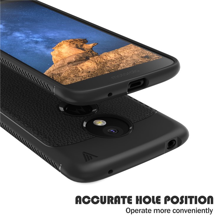 IVSO Gentry Series Litchi Texture Leather Coated Soft TPU Phone Case for Motorola Moto E5 - Black-5